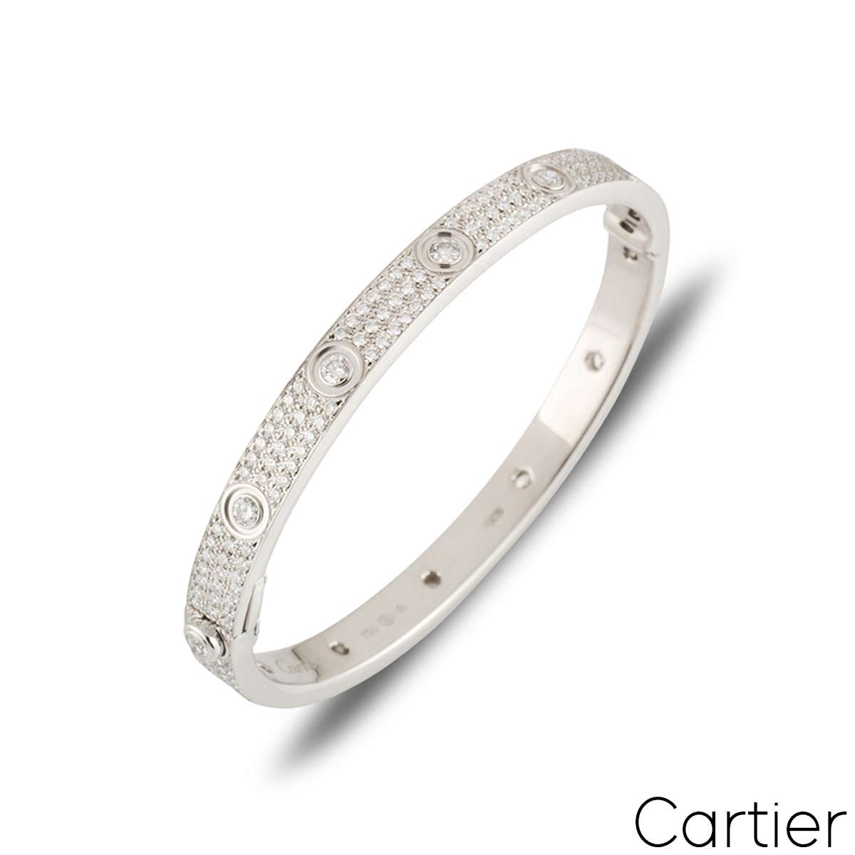 Cartier White Gold Pave Diamond Love Bracelet Size 18 N6033603 Cartier White Gold Pave Diamond Love Bracelet Size 18 N6033603